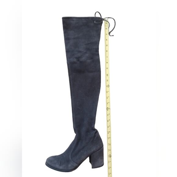 Stuart Weitzman Over The Knee Boots Sz 7M GRAY Leather SUEDE Pullon TIELAND $980 - Picture 11 of 16